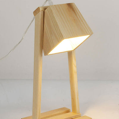 Industrial Creative Original Wooden Robot 1-Light Table Lamp