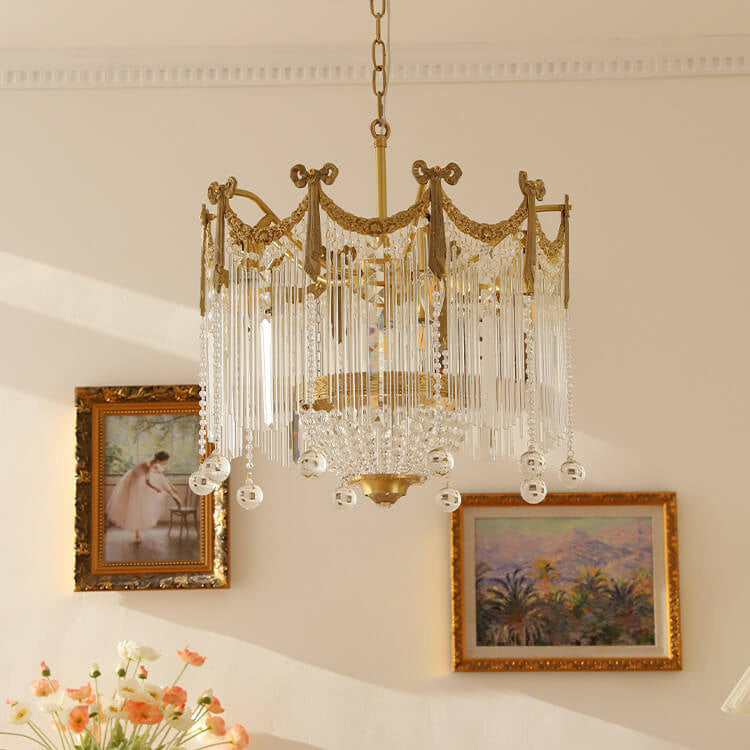 French Luxury Crystal Tassel Bead Design  6/7/9 Light Chandelier