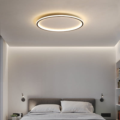 Modern Minimalist Aluminum Geometric Circle Silicone Shade LED Flush Mount Ceiling Light For Living Room