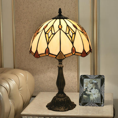 Tiffany Baroque Gems Dome Stained Glass 1-Light Table Lamp