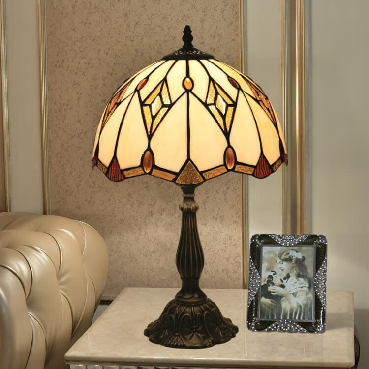 Lampe de Table à 1 Lumière en Verre Tiffany Baroque Gems Dome 