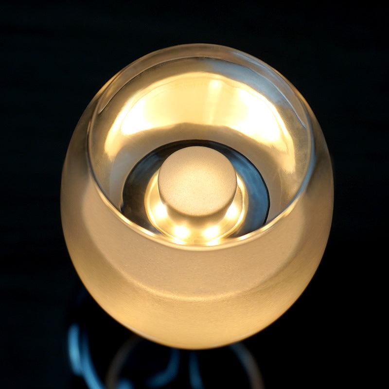 Vintage Wine Glass Chrome USB LED Night Light Table Lamp