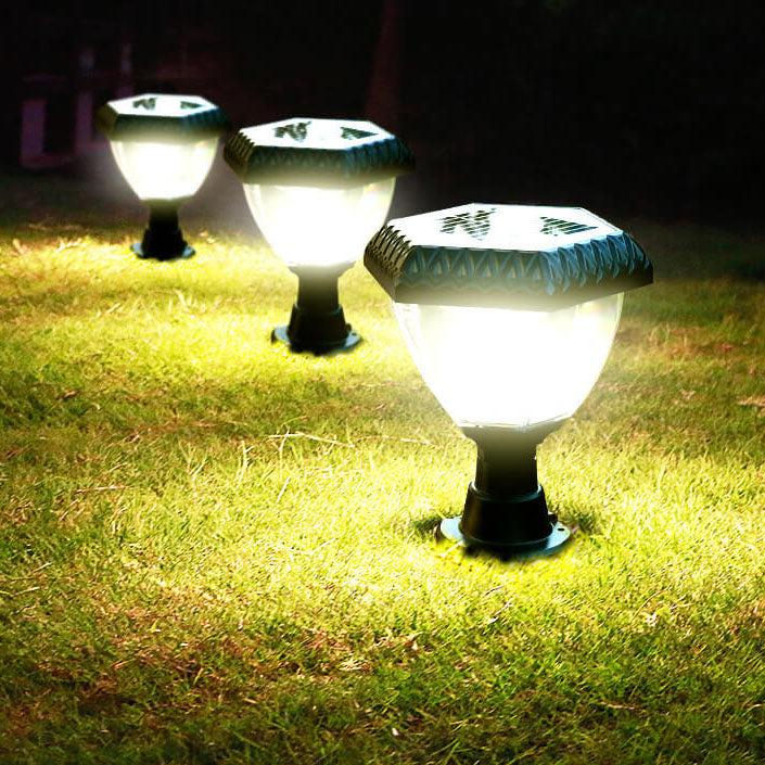 Lumière de tête de poteau LED en acrylique ABS hexagonal quadrilatère triangle rond à énergie solaire de simplicité moderne pour jardin 