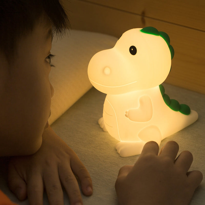 Lámpara de Mesa LED de Noche de Silicona con Dinosaurio de Dibujos Animados 