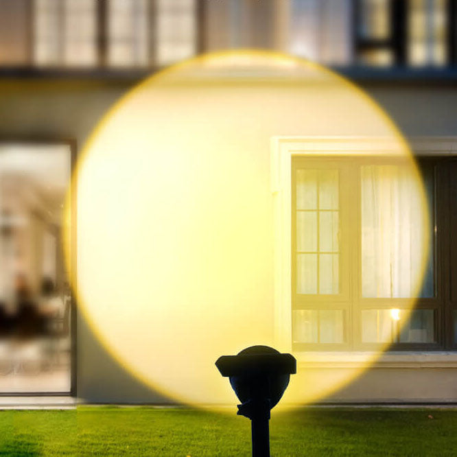 Modern Minimalist Round ABS PS Solar Sunset Spotlight LED Waterproof Garden Ground Insert Landscape Light For Outdoor
