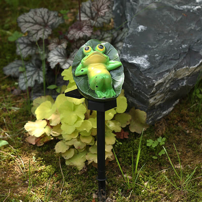 Solar Resin Frog LED Outdoor Waterproof Patio Decorative Ground Plug Landscape Light