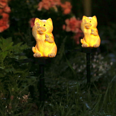 Creative Solar Resin Kittens Covering Eyes Outdoor Waterproof Lawn Ground Insert Landscape Light