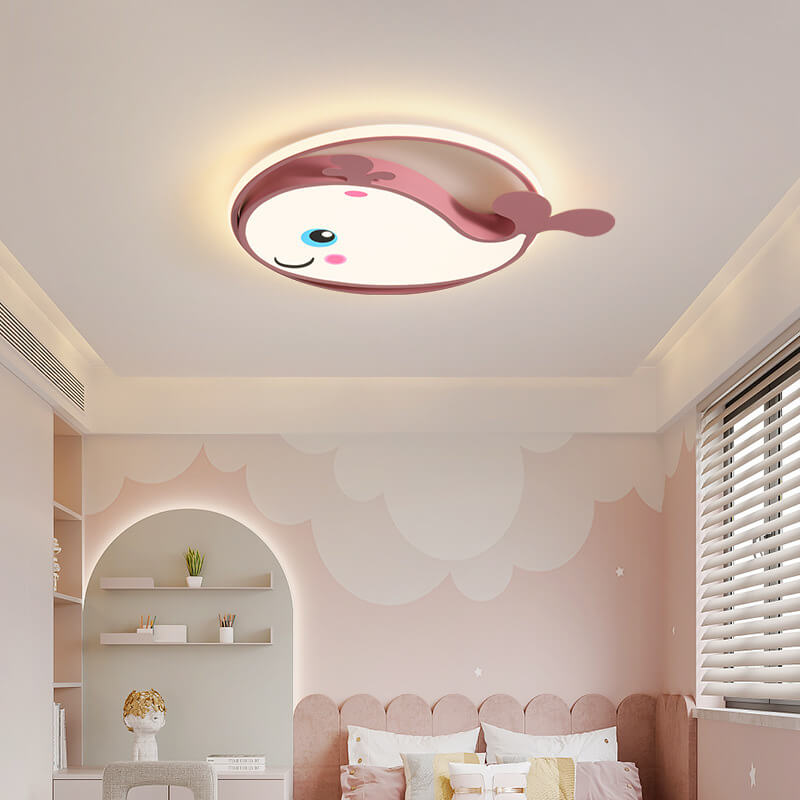 Cartoon Creative Dolphin Circle LED Kids Flush Mount Ceiling Light