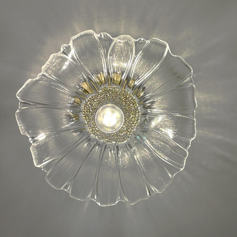 Modern Art Deco Lotus Leaf Glass Shade 1-Light Semi-Flush Mount Ceiling Light For Hallway