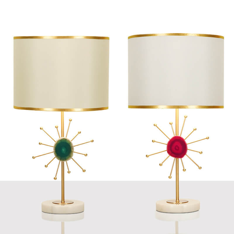 Lampe de table 1 lumière avec base en agate en tissu de luxe léger européen 