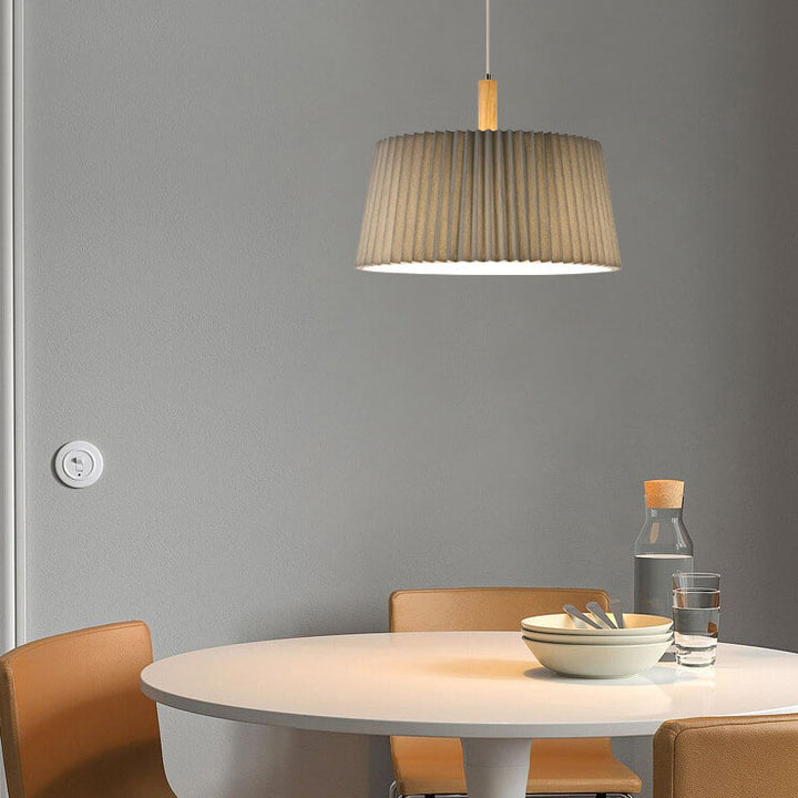 Nordischer minimalistischer einfarbiger Massivholz-Stoff 1-Licht Pendelleuchte 