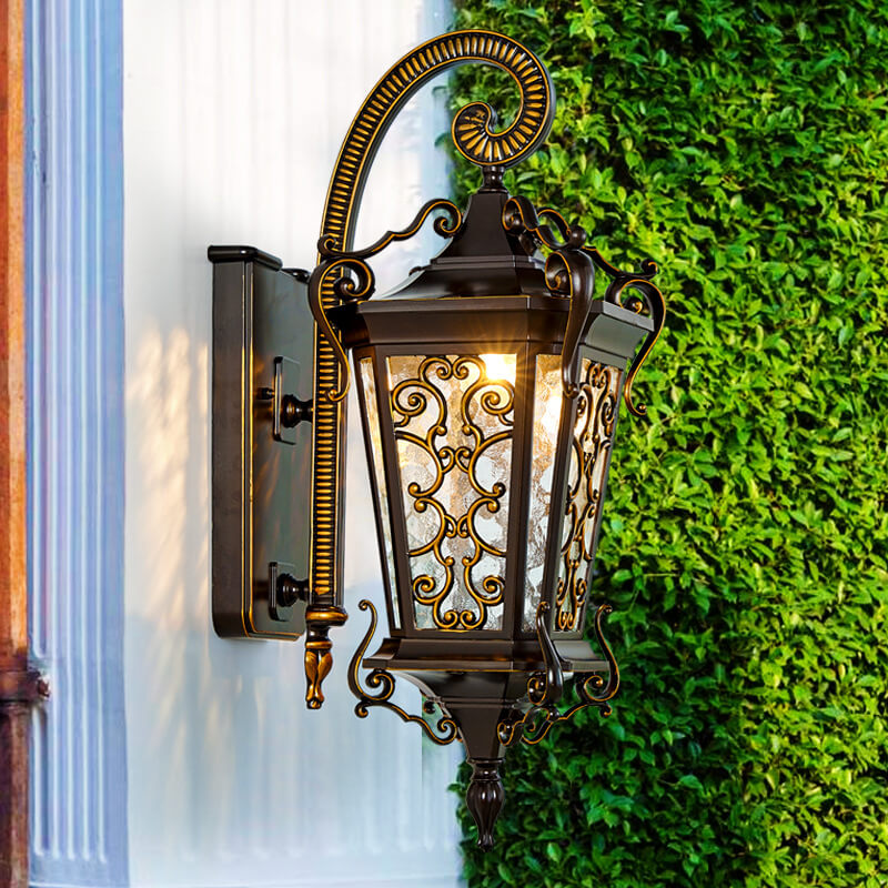 European Retro Iron Waterproof Outdoor Indoor 1-Light Wall Sconce Lamp