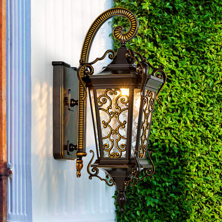 European Retro Iron Waterproof Outdoor Indoor 1-Light Wall Sconce Lamp