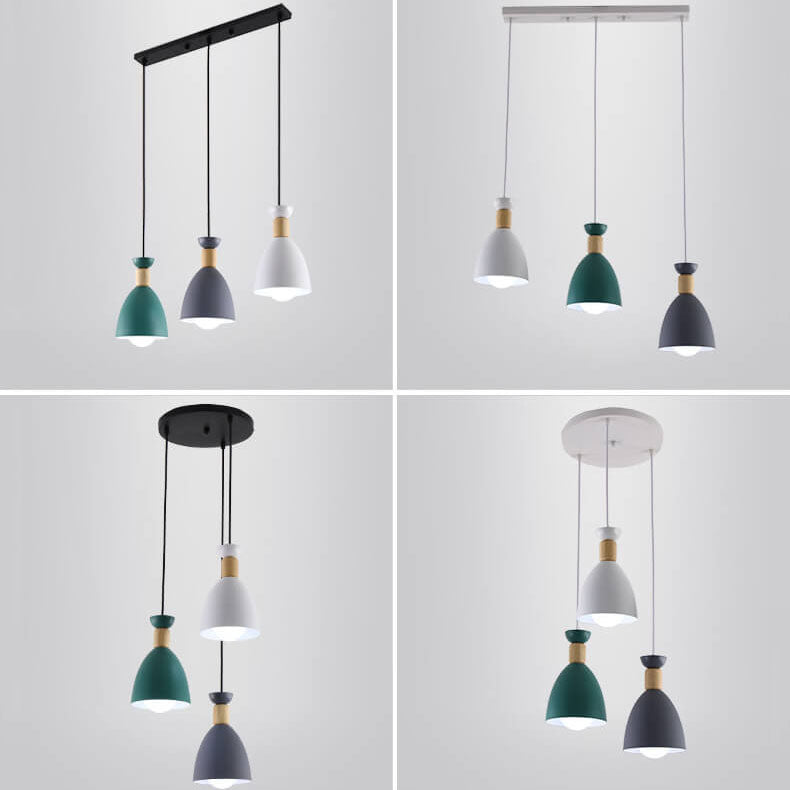 Nordic Simple Macaron Cone 3-Light Island Light Chandelier