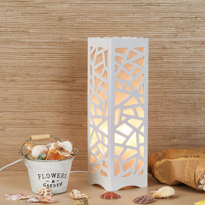 Modern Creative Hollow Carved Square Column 1-Light Table Lamp