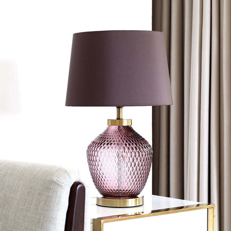 Lampe de table 1 lumière avec base en verre Lucite scandinave contemporaine pour chambre à coucher 