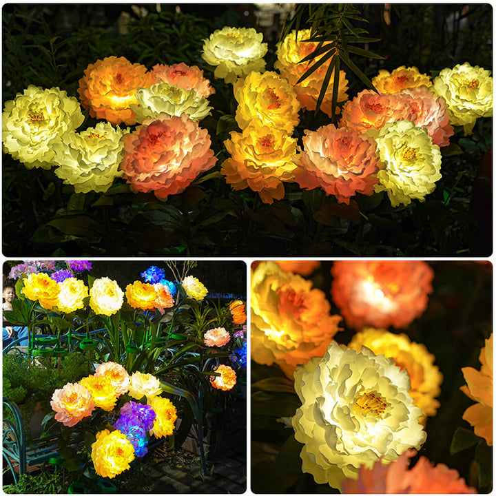 Moderne Simulation Pfingstrosenblumendekoration Wasserdichtes Solar-LED-Garten-Bodenlicht im Freien 