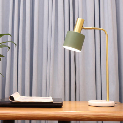Lampe de Table Réglable à 1 Lumière en Marbre Cylindrique de Luxe Nordique 