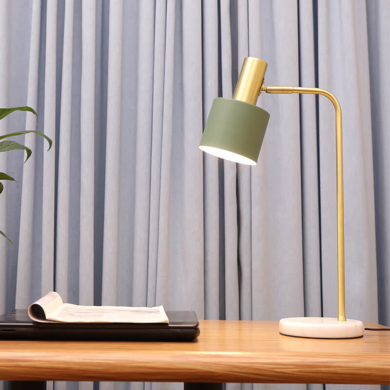 Lampe de Table Réglable à 1 Lumière en Marbre Cylindrique de Luxe Nordique 