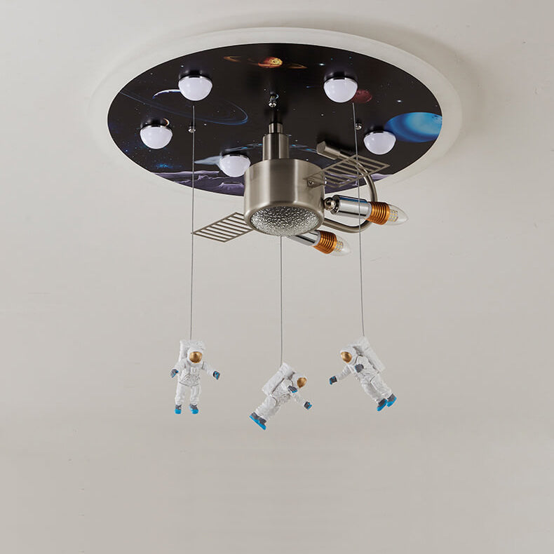 Cartoon Creative Astronaut LED Kids Flush Mount Ceiling Light