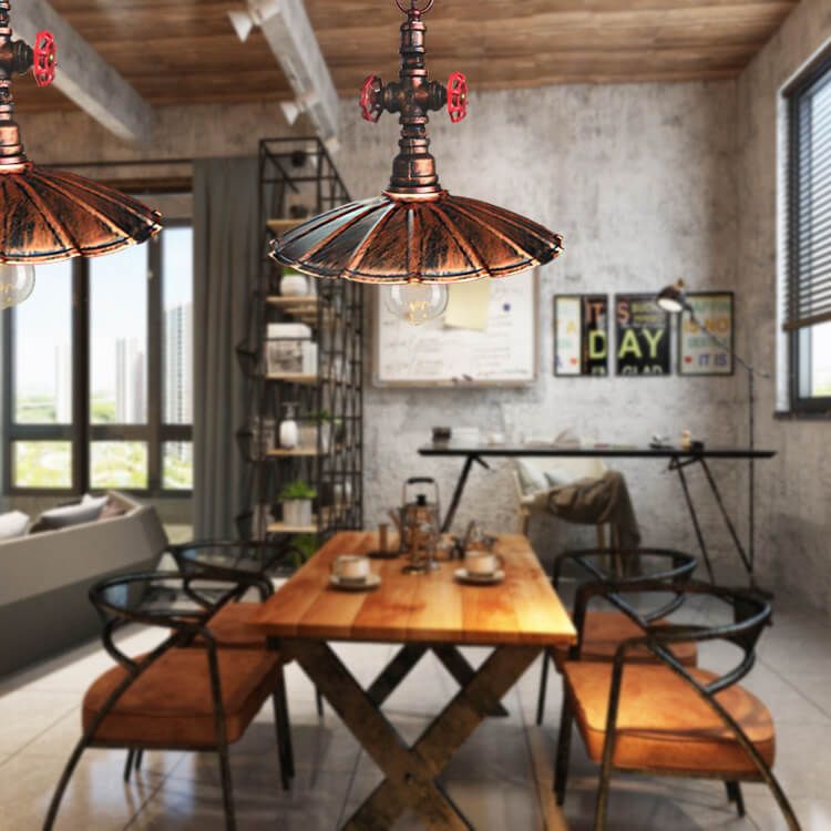 Industrial Retro Umbrella Wrought Iron Water Pipe 1-Light Pendant Light