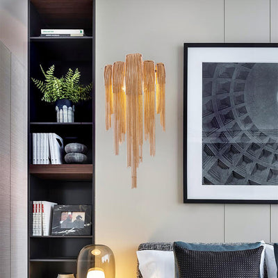 Postmodern Luxury Aluminum Chain Tassel  2-Light Wall Sconce