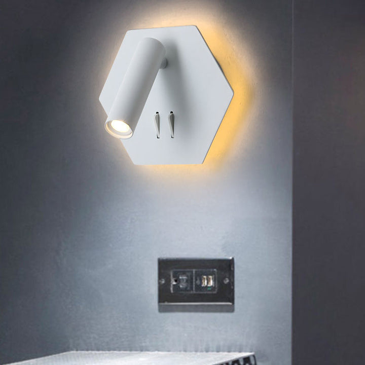 Modern Minimalist Cylinder Hexagonal Spotlight LED Adjustable Wall Sconce Lamp for Living Room