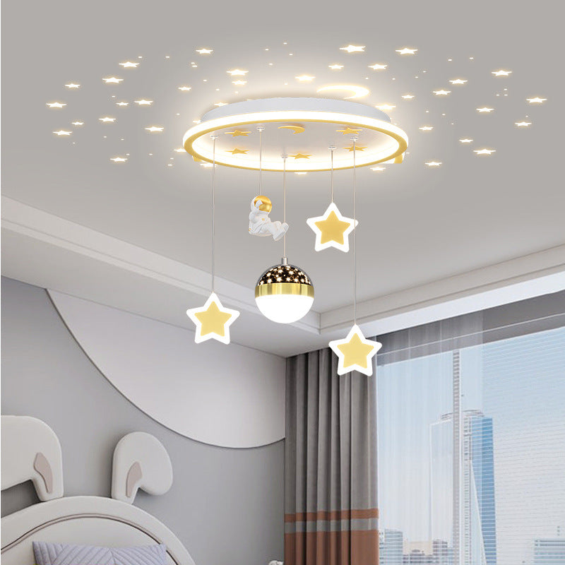 ضوء السقف المثبت للأطفال بمصباح LED بظل دائري أكريليك نجمي إبداعي معاصر لغرفة النوم 