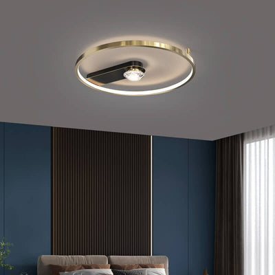 ضوء السقف الفاخر الكريستالي المستدير LED بتصميم نحاسي صناعي 