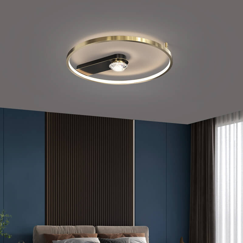 ضوء السقف الفاخر الكريستالي المستدير LED بتصميم نحاسي صناعي 