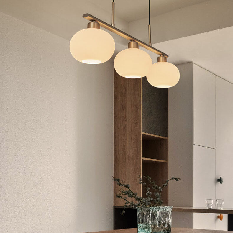 Nordic Long Light Luxury Glass Dome Shade 3-Light Chandelier