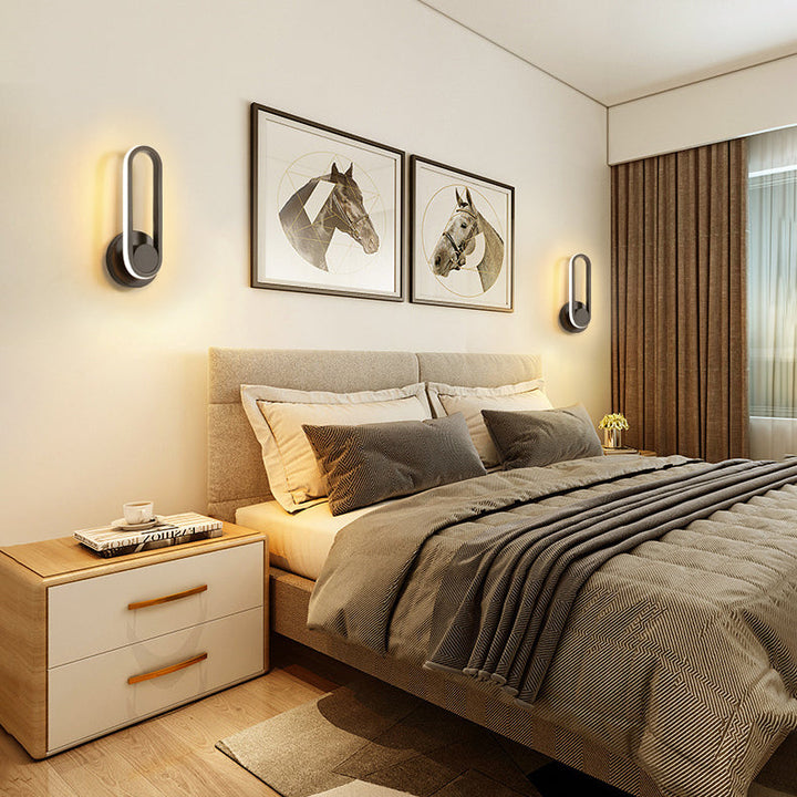 Zeitgenössische Einfachheit Eisen Oval Ring Drehbare LED Wand Leuchte Lampe Für Schlafzimmer 