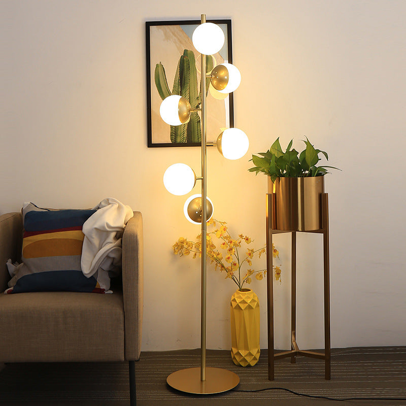 Modern Minimalist Round Ball Metal Glass 6-Light Standing Floor Lamp