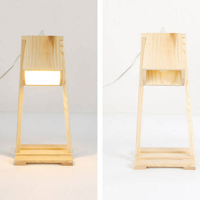 Industrial Creative Original Wooden Robot 1-Light Table Lamp