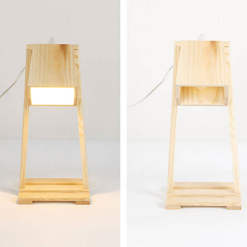 Industrial Creative Original Wooden Robot 1-Light Table Lamp