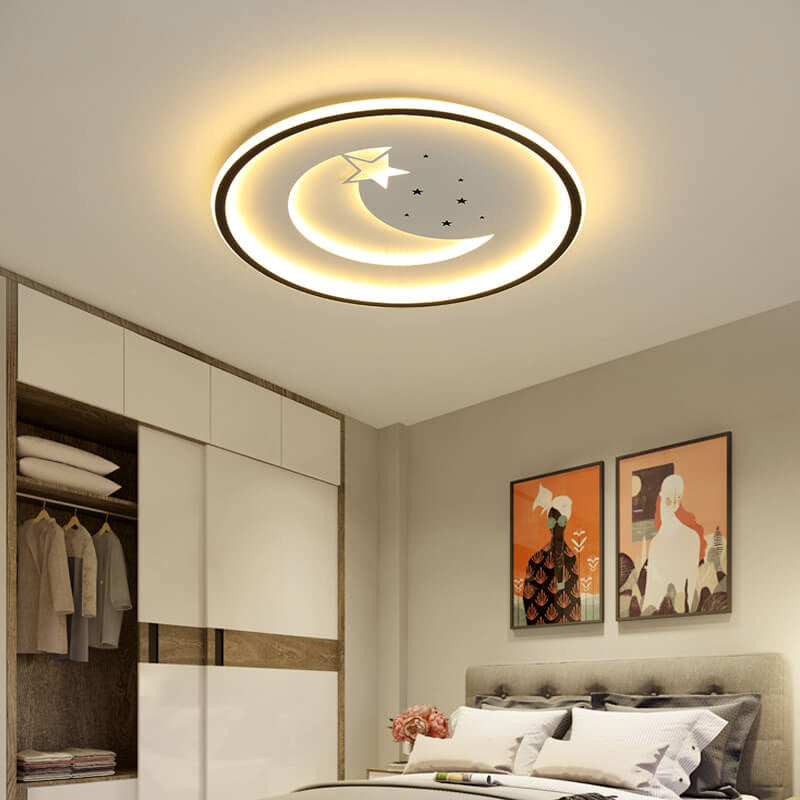 Nordic Minimalist Moon Circle Ring Slim LED Flush Mount Ceiling Light