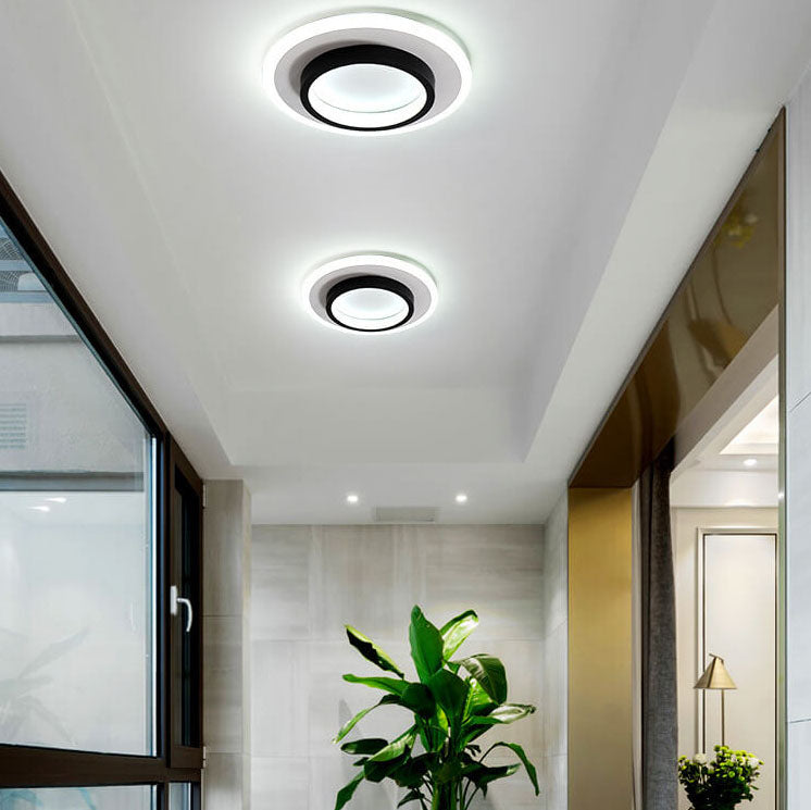Luz de montaje empotrado LED de hierro acrílico blanco y negro cuadrado moderno 