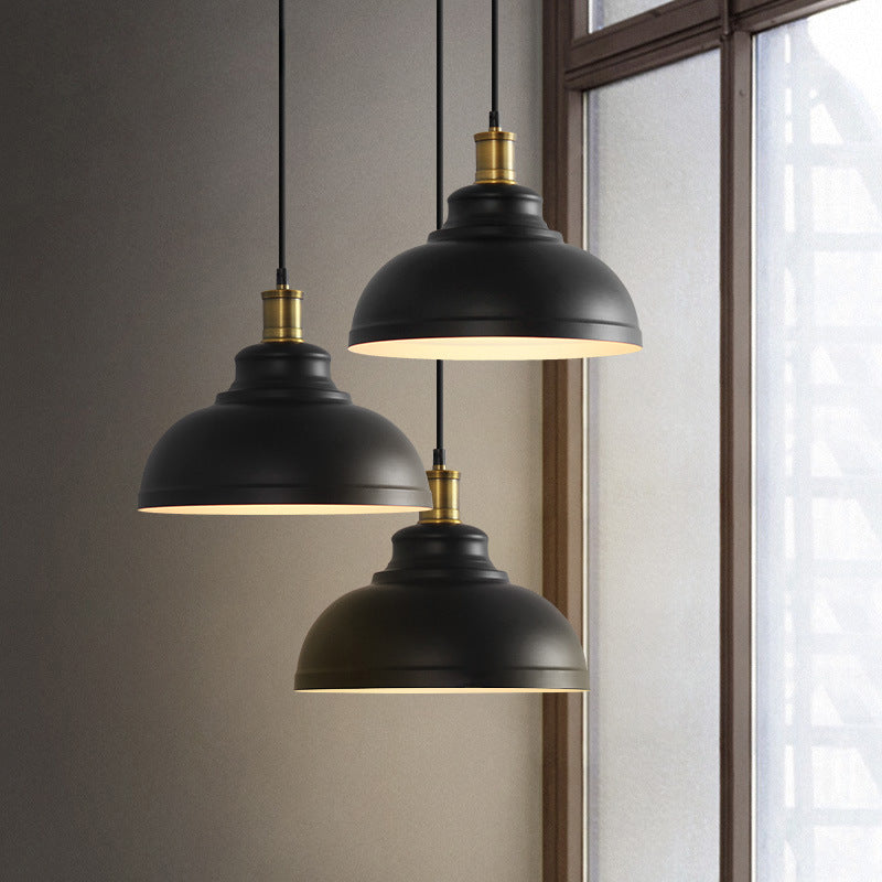 Lustre Suspendu à 1 Lumière avec Abat-jour Rond en Fer de Style Industriel 