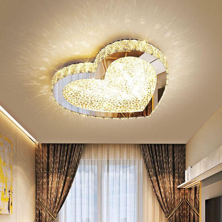 Modern Minimalist Stainless Steel Crystal LED Flush Mount Ceiling Light