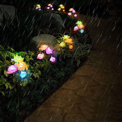 Solar Rose LED Outdoor Lawn Decorative Ground Plug Light