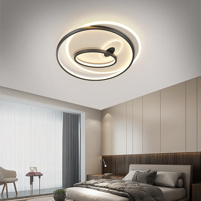 Creative Simple Circular Overlapping Dislocation Design LED Flush Mount Light