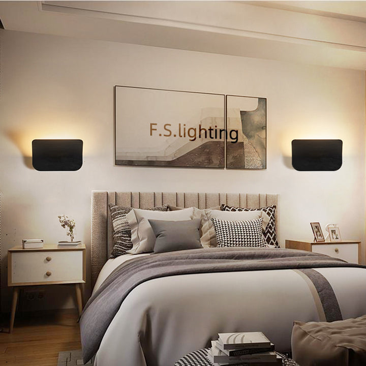 Modern Simplicity Aluminum Square Flat Bending LED Wall Sconce Lamp For Hallway