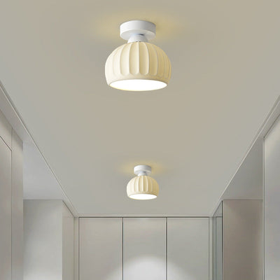 Nordic Minimal Textured Ceramic Cone Round 1-Light Semi-Flush Mount Ceiling Light