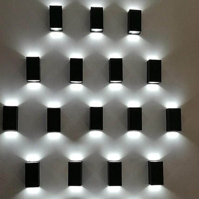 Modern Pure Black Rectangular Waterproof Aluminum LED Wall Sconce Lamp