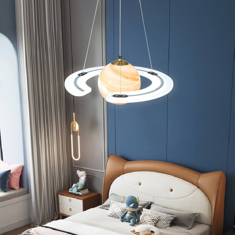 Moderne Kreativraum Planet Kreis Kinder LED Kronleuchter 
