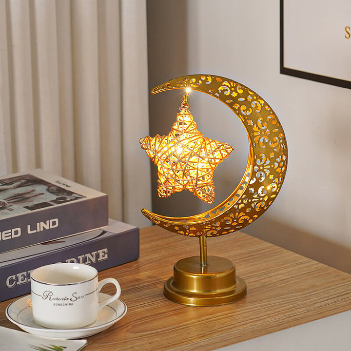 Contemporary Creative Iron Moon Star Orb LED Decorative Table Lamp For Living Room &amp; Bedroom