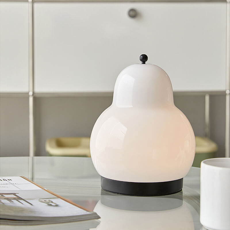 Traditional French Cream Pear Shape LED Rechargeable Touch Table Lamp For Bedroom