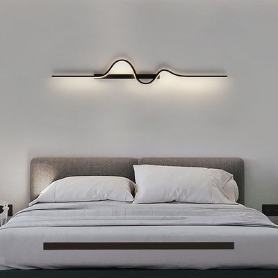 Modern Minimalist Aluminum Corrugated Strip Iron Frame LED Wall Sconce Lamp For Bedroom