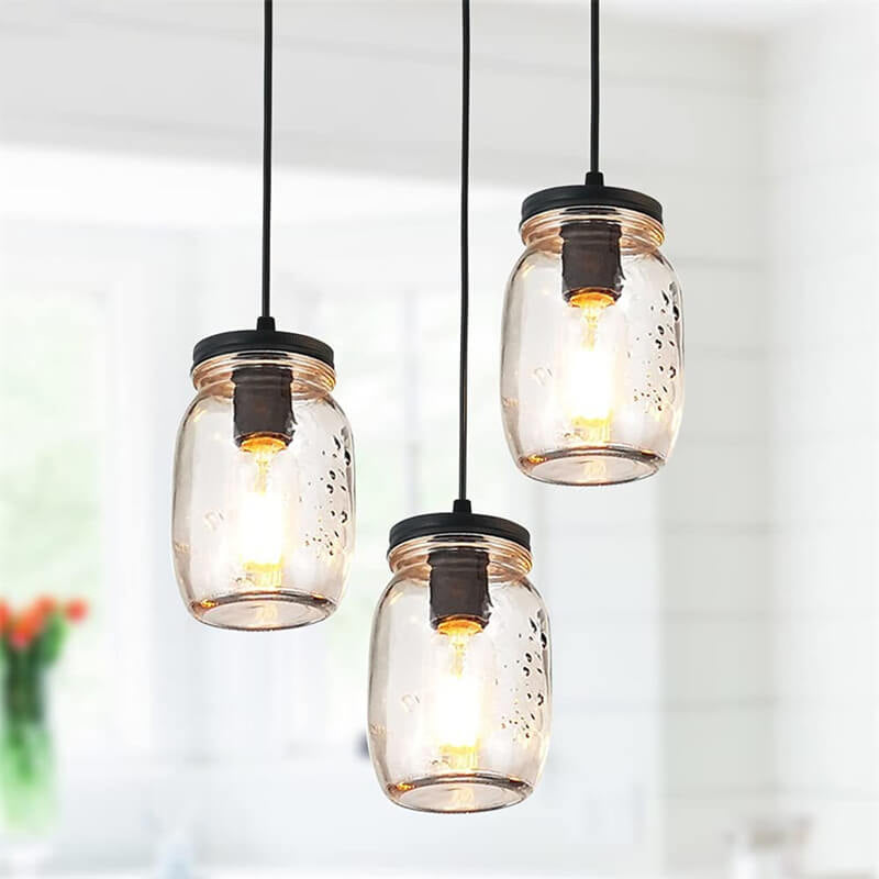 Industrial Vintage Rustic Glass Jar Design 1/3/8 - Light Chandelier