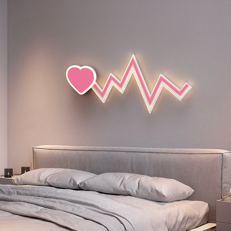 Modern Minimalist Pink Heart Curves LED Wall Sconce Lamp